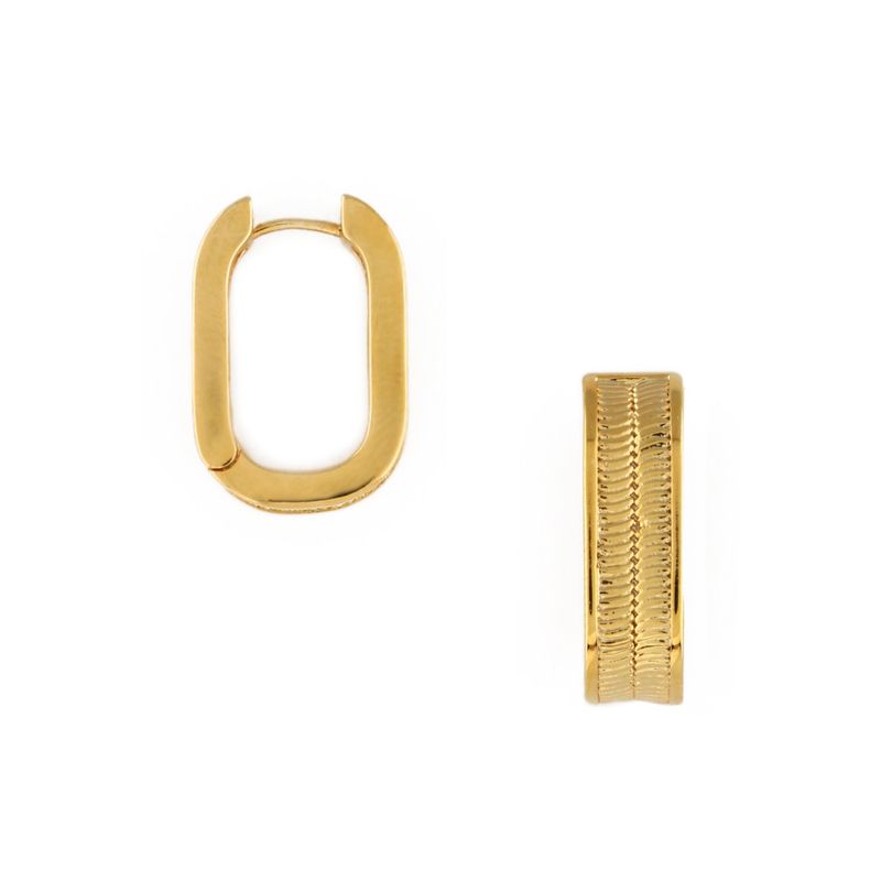 Orelia - Chain Oval hoops gold