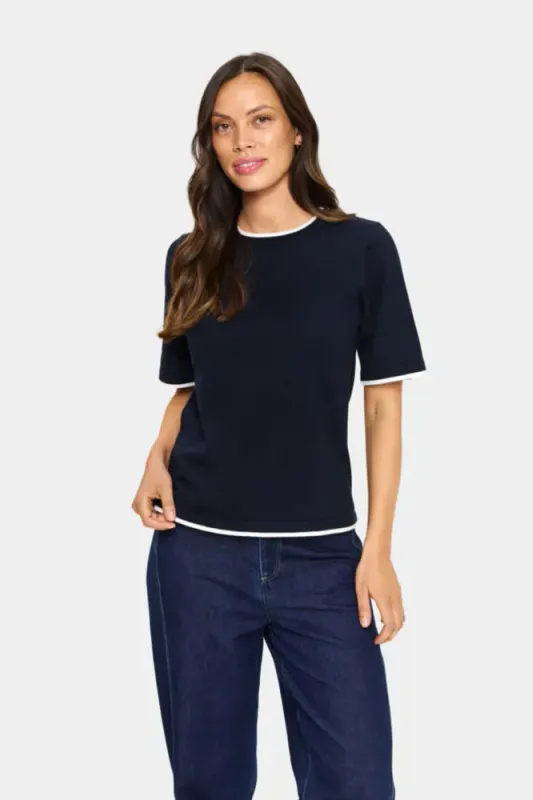 Saint Tropez - MilaSZ Contrast Stripe SS Pullover