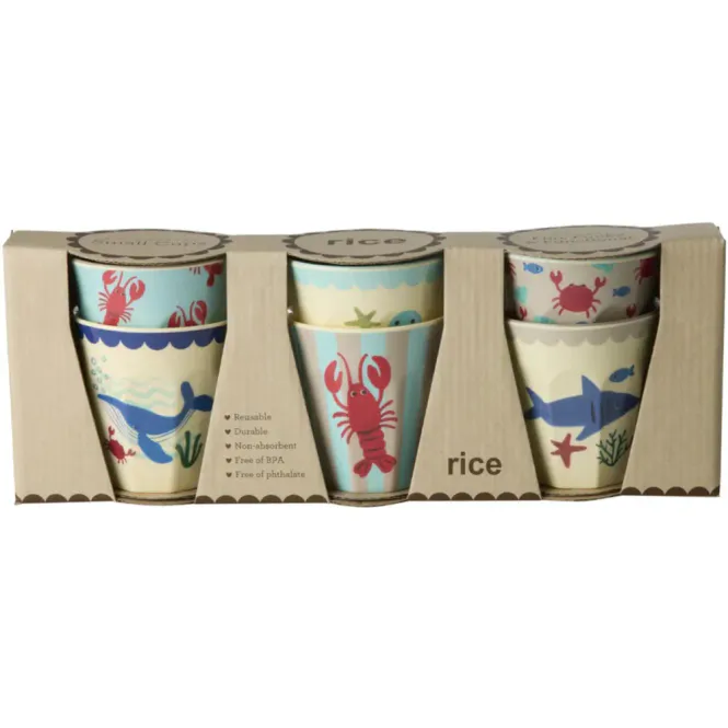 Hovedbilde Rice - Melaminkopp 6-pk mellom Ocean print blå