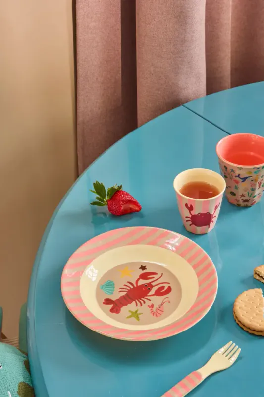 Rice - Barneskål meamin Ocean print coral