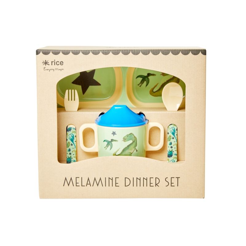 Rice - Baby Spisesett Dino Melamin