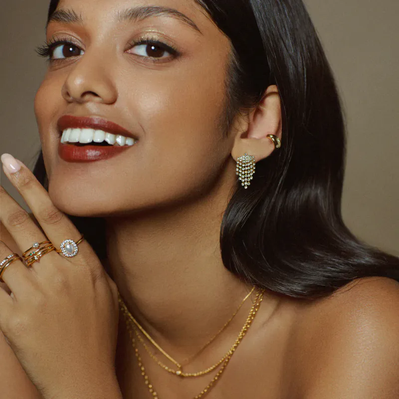 Orelia - Mini waterfall cupchain Øredobber