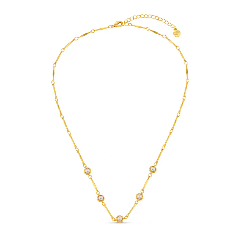 Orelia - Pearl & Bar Link Chain Smykke gull