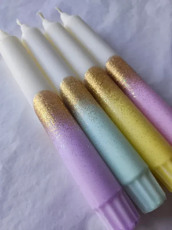 Mrs Miccio - Stearinlys Glitter Violet Gold